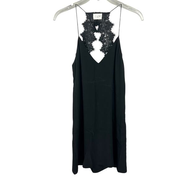 CAMI NYC The Soho Black Silk Lace Trim Open Back Sleeveless Slip Dress S - Picture 2 of 8